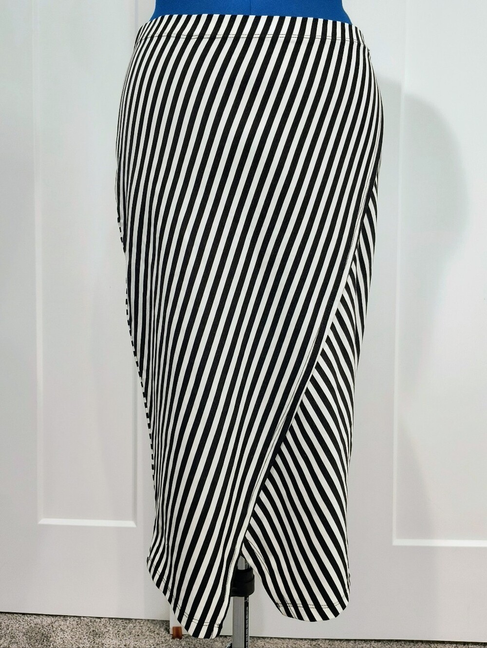 Striped Black and White Pencil Skirt - Women's